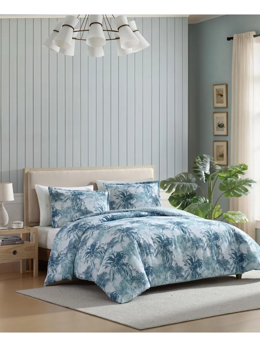 Комплект постельного белья Tommy Bahama Legacy Palms, 3 предмета, двусторонний, размер King Tommy — изображение 2 из 9, синий