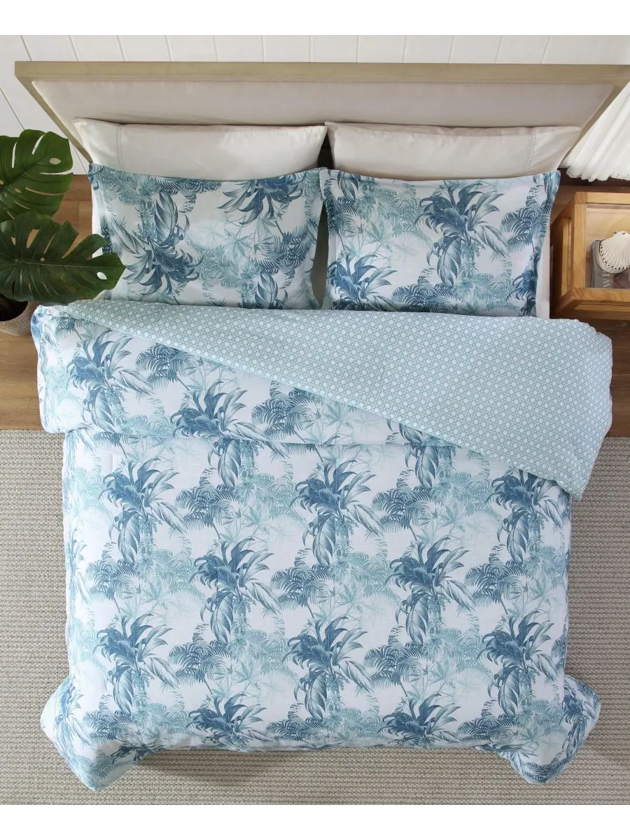 Комплект постельного белья Tommy Bahama Legacy Palms, 3 предмета, двусторонний, размер King Tommy — изображение 3 из 9, синий