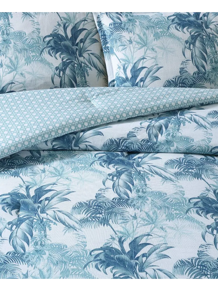 Комплект постельного белья Tommy Bahama Legacy Palms, 3 предмета, двусторонний, размер King Tommy — изображение 4 из 9, синий