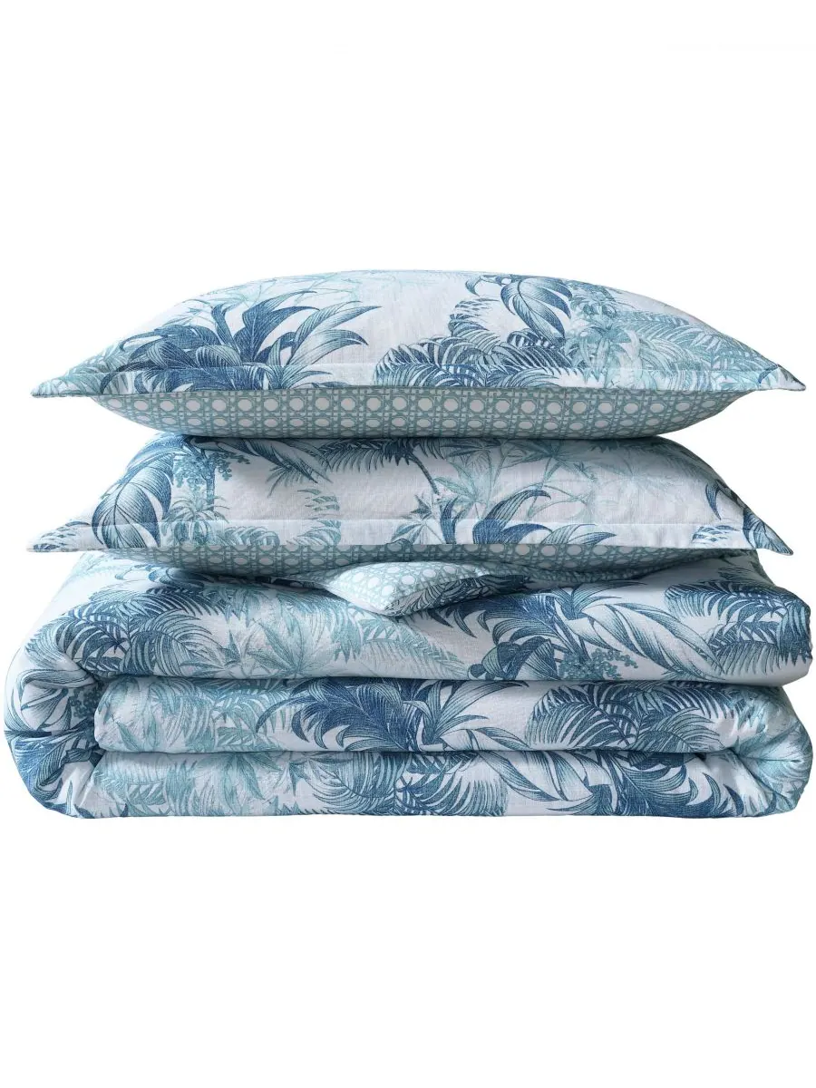 Комплект постельного белья Tommy Bahama Legacy Palms, 3 предмета, двусторонний, размер King Tommy — изображение 8 из 9, синий