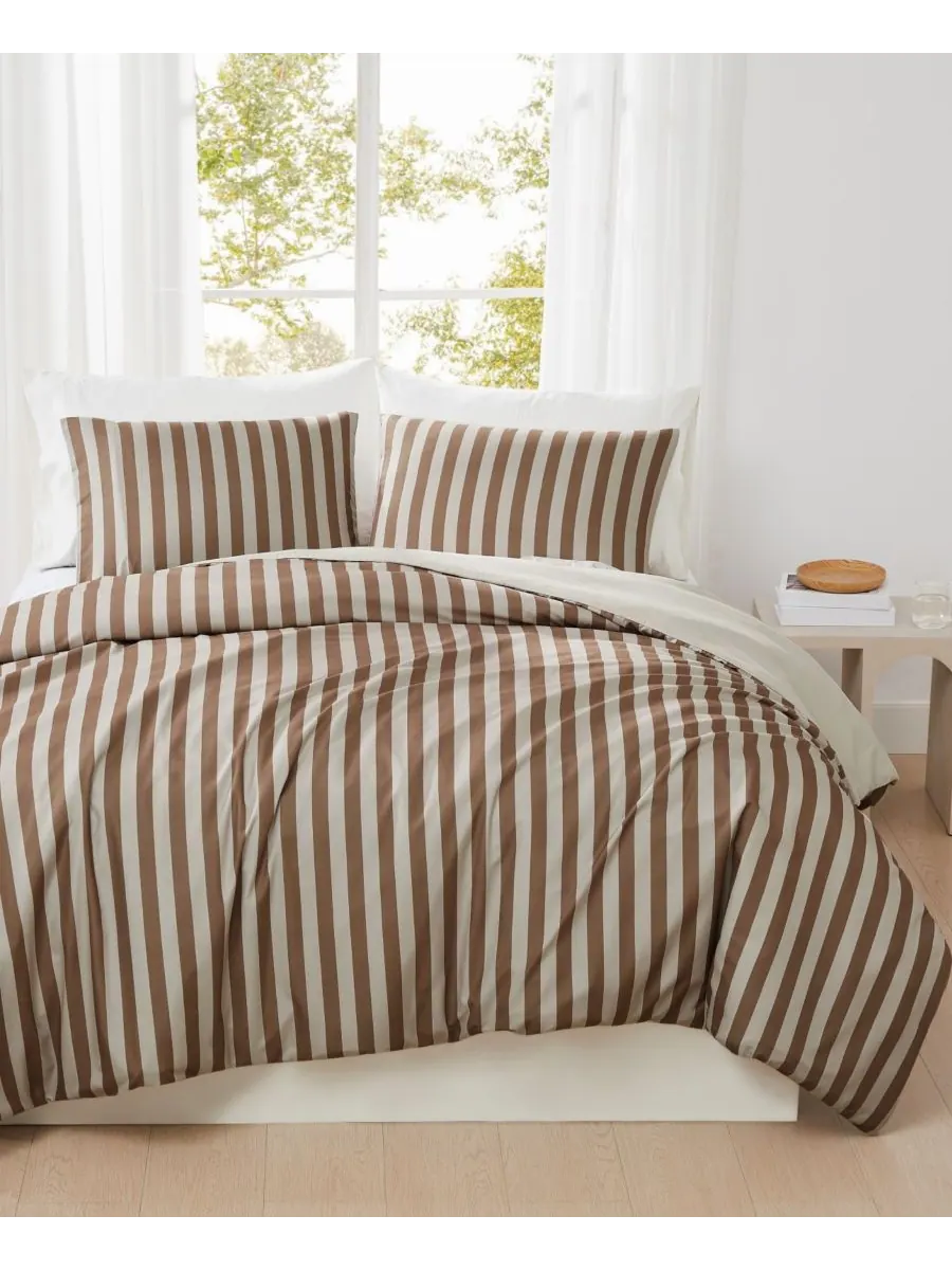 Комплект постельного белья Weston Stripe, 2 предмета, размер Twin/Twin XL Truly Soft — изображение 5 из 6, коричневый