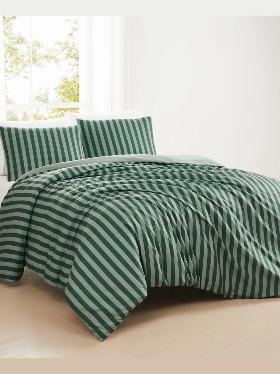 Комплект постельного белья Weston Stripe, 2 предмета, размер Twin/Twin XL Truly Soft — изображение 1 из 6, зеленый