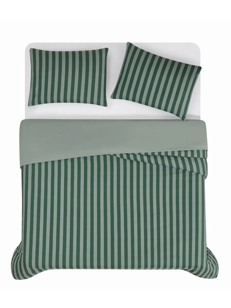 Комплект постельного белья Weston Stripe, 2 предмета, размер Twin/Twin XL Truly Soft — изображение 3 из 6, зеленый