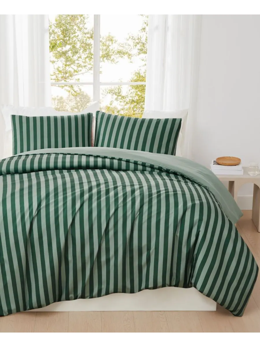 Комплект постельного белья Weston Stripe, 2 предмета, размер Twin/Twin XL Truly Soft — изображение 5 из 6, зеленый