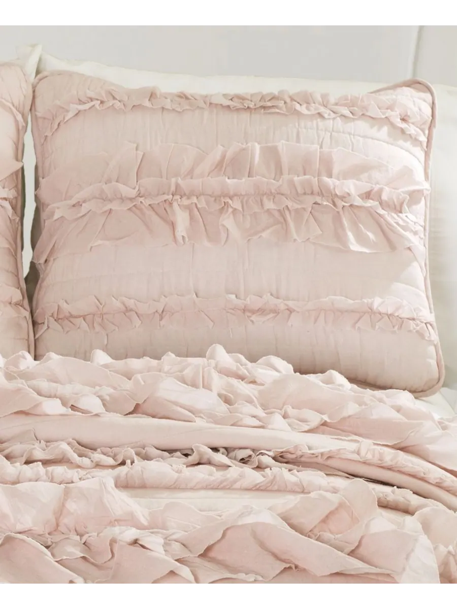 Комплект постельного белья Belle Ruffle из 2 предметов, размер Twin Lush Décor — изображение 2 из 6, розовый