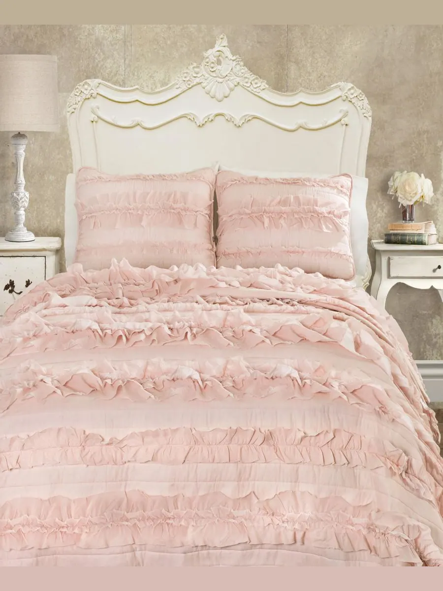 Комплект постельного белья Belle Ruffle из 2 предметов, размер Twin Lush Décor — изображение 4 из 6, розовый