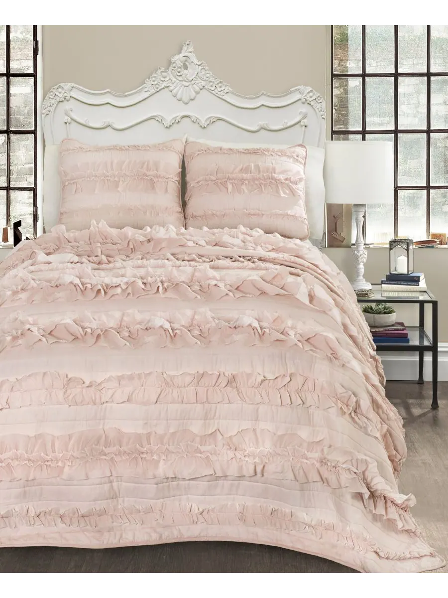 Комплект постельного белья Belle Ruffle из 2 предметов, размер Twin Lush Décor — изображение 5 из 6, розовый