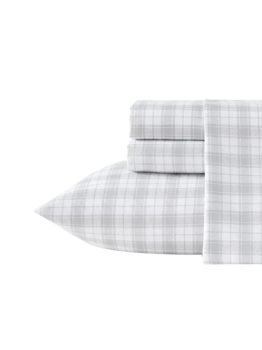 Комплект постельного белья Penstemon Plaid из микрофибры с терморегулирующими свойствами, 3 — изображение 1 из 6, серый