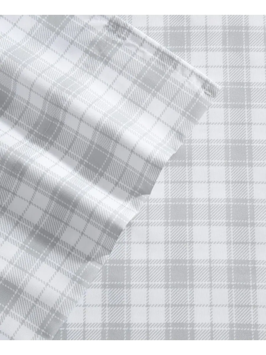 Комплект постельного белья Penstemon Plaid из микрофибры с терморегулирующими свойствами, 3 — изображение 4 из 6, серый