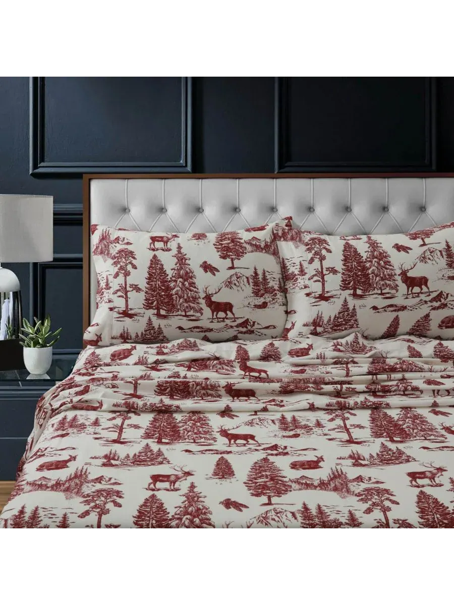 Комплект постельного белья Mountain Toile из плотной фланели с очень глубокими карманами, размер — изображение 1 из 6