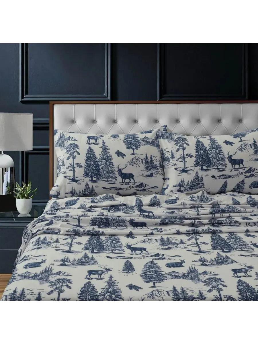 Комплект постельного белья Mountain Toile из плотной фланели с очень глубокими карманами, размер — изображение 4 из 6