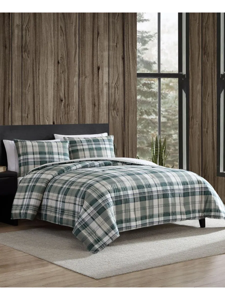Комплект постельного белья Timbers Plaid, размер King Eddie Bauer — изображение 2 из 8, зеленый
