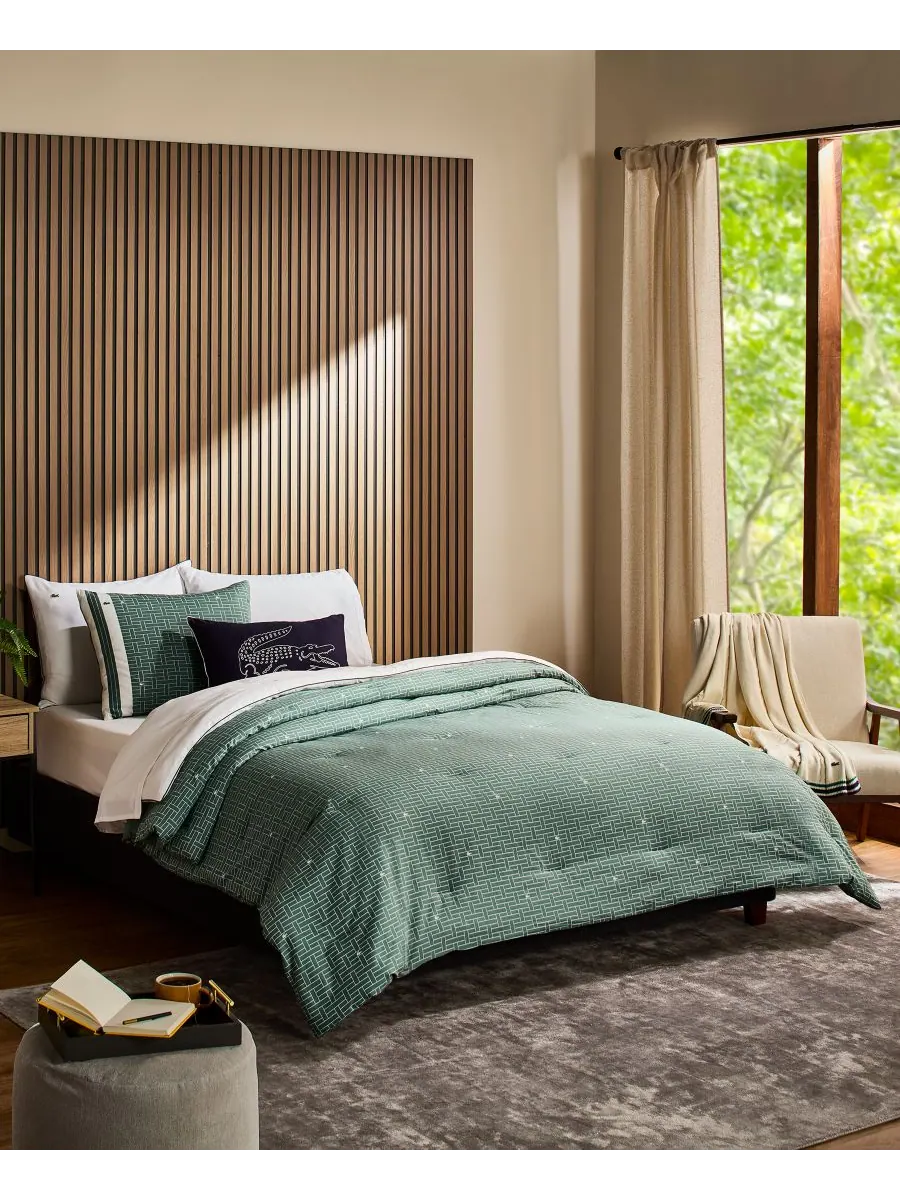 Комплект постельного белья heritage geo cotton из 2 предметов, размер twin. Lacoste Home — изображение 1 из 7, зеленый