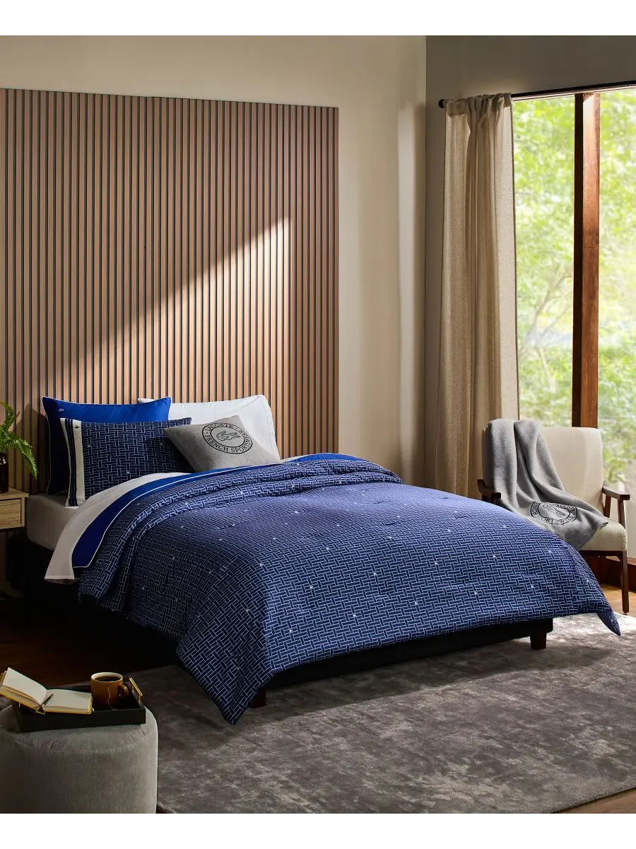 Комплект постельного белья heritage geo cotton из 2 предметов, размер twin. Lacoste Home — изображение 1 из 7, темно-синий