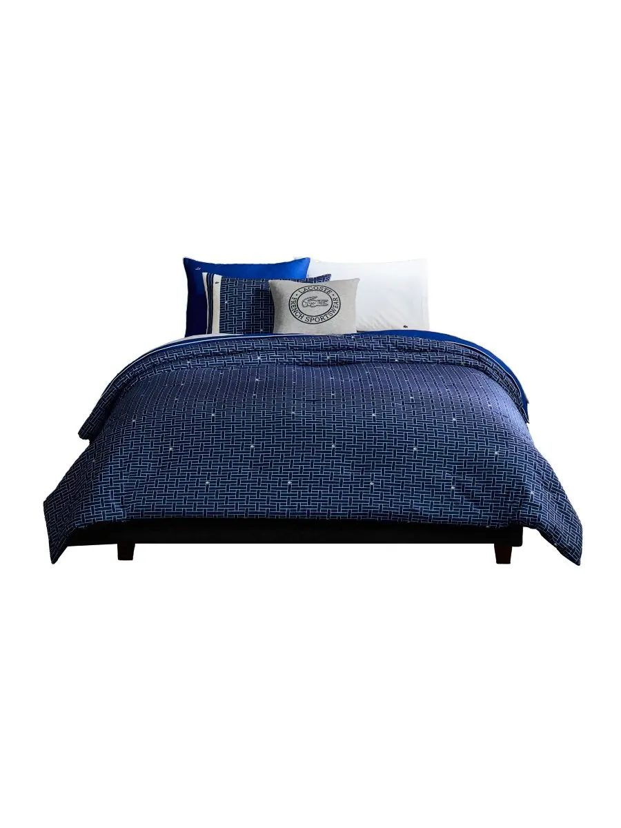 Комплект постельного белья heritage geo cotton из 2 предметов, размер twin. Lacoste Home — изображение 2 из 7, темно-синий