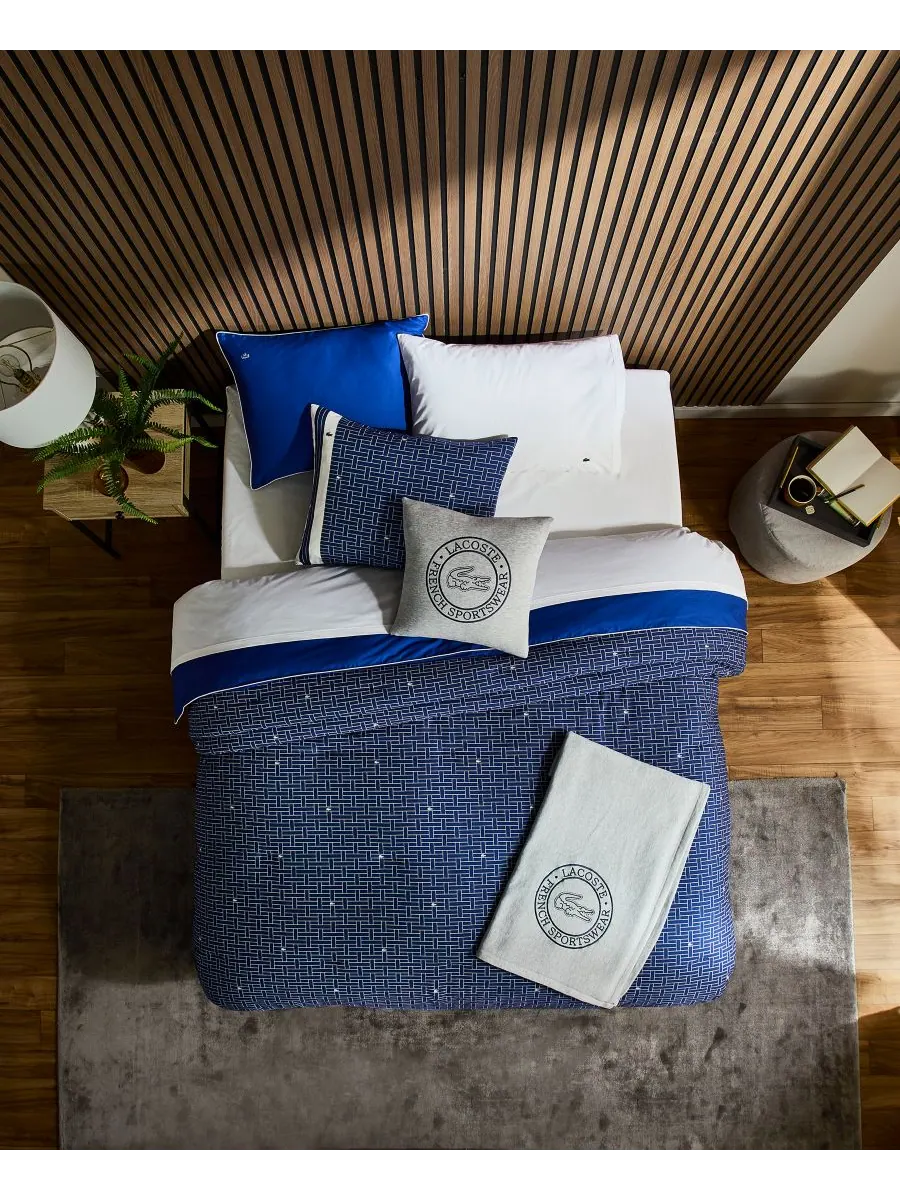Комплект постельного белья heritage geo cotton из 2 предметов, размер twin. Lacoste Home — изображение 3 из 7, темно-синий