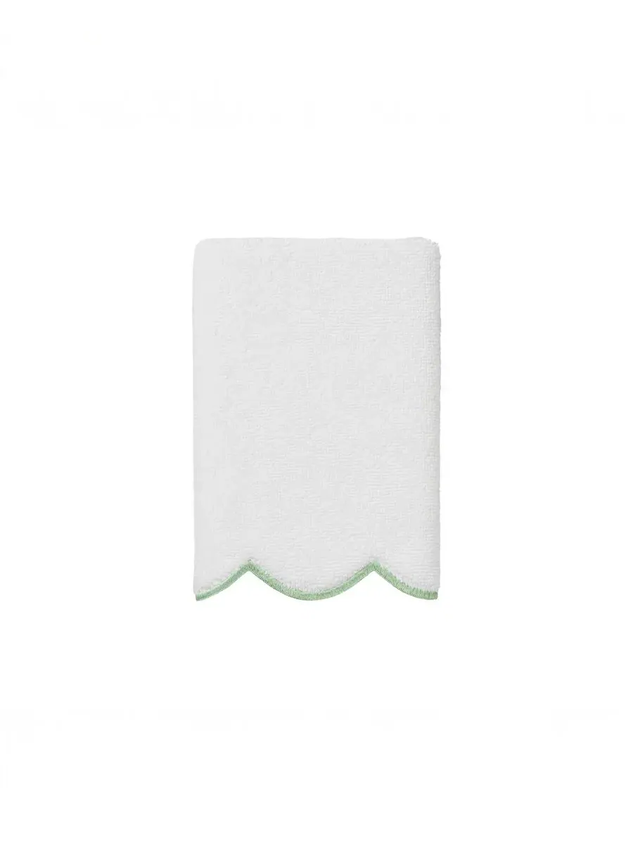 Набор из 3 полотенец Adornia Scallop Cotton Linum Home — изображение 5 из 6, белый зеленый