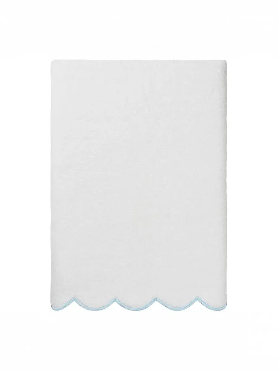 Набор из 3 полотенец Adornia Scallop Cotton Linum Home — изображение 2 из 6, белый синий