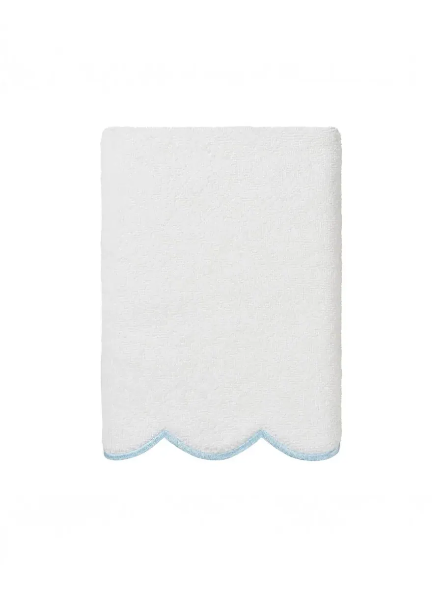 Набор из 3 полотенец Adornia Scallop Cotton Linum Home — изображение 4 из 6, белый синий