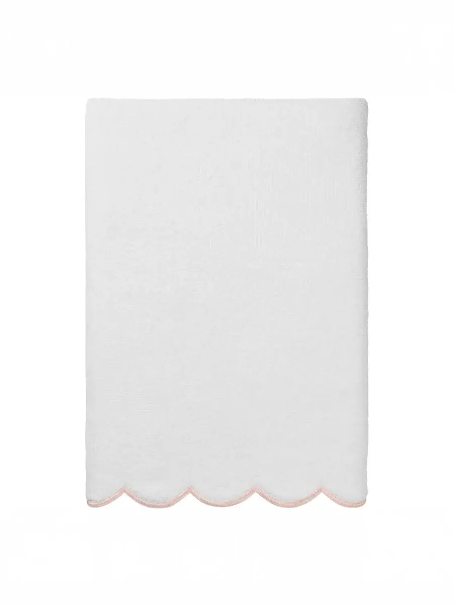 Набор из 3 полотенец Adornia Scallop Cotton Linum Home — изображение 2 из 4, белый розовый