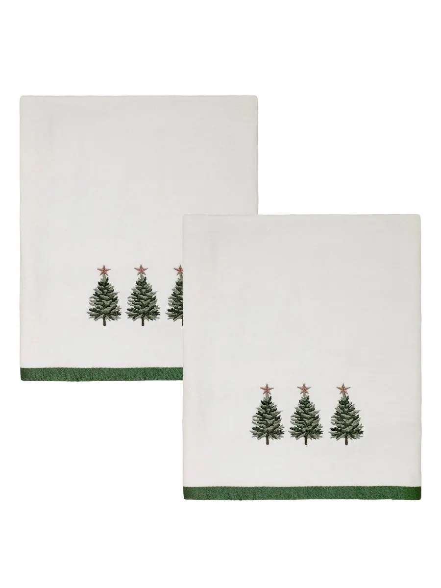 Набор банных полотенец Trees Cotton, 2 шт., 50" x 27" Avanti — изображение 1 из 4, белый