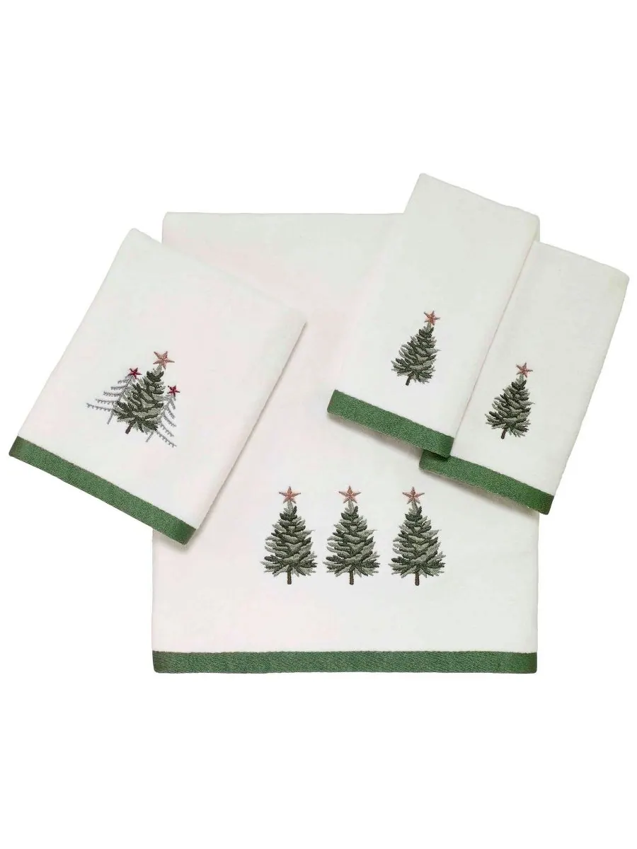 Набор банных полотенец Trees Cotton, 2 шт., 50" x 27" Avanti — изображение 4 из 4, белый
