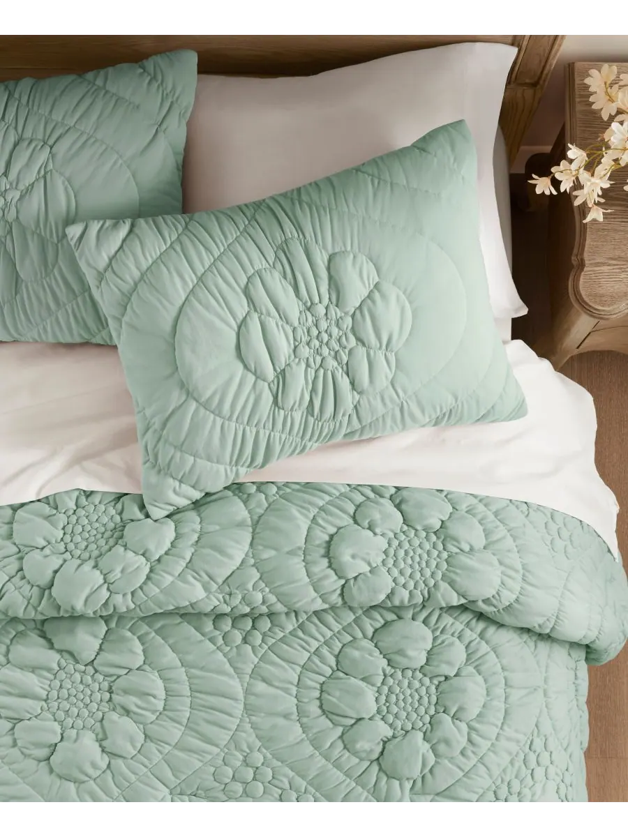 Комплект постельного белья Elise Floral из 3 предметов, размер King Madison Park — изображение 3 из 10, шалфейный