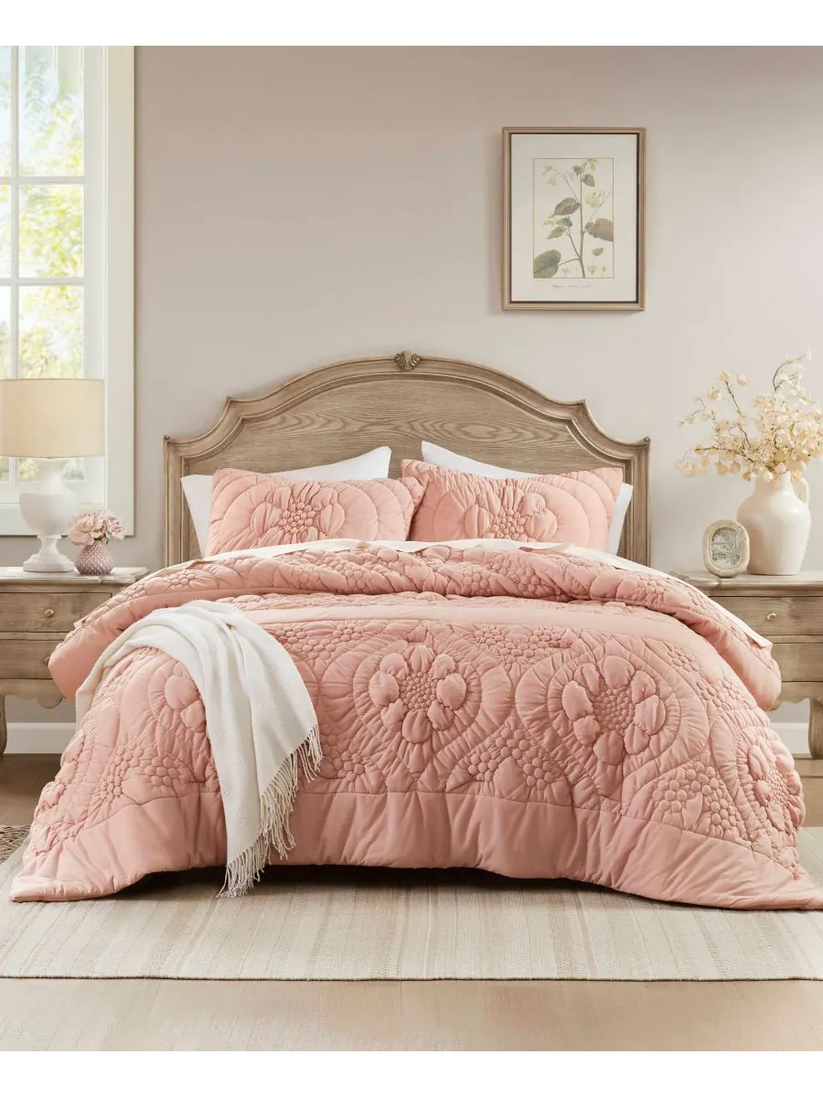 Комплект постельного белья Elise Floral из 3 предметов, размер King Madison Park — изображение 1 из 10, розовый