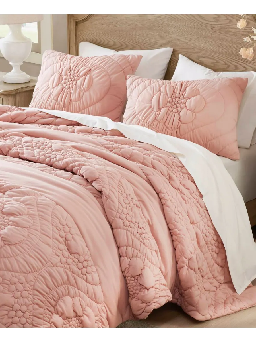 Комплект постельного белья Elise Floral из 3 предметов, размер King Madison Park — изображение 4 из 10, розовый