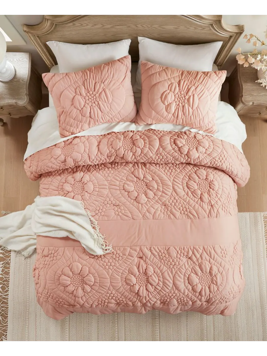Комплект постельного белья Elise Floral из 3 предметов, размер King Madison Park — изображение 8 из 10, розовый
