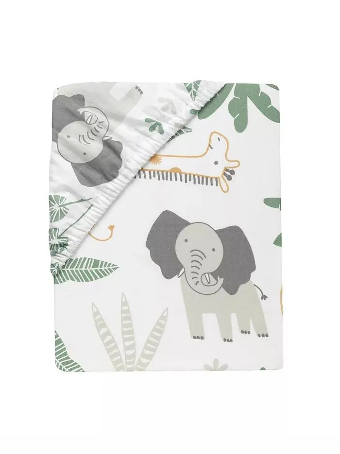Простыня для детской кроватки Jungle Friends из 100% хлопка с изображением животных Safari Lambs & — изображение 3 из 3
