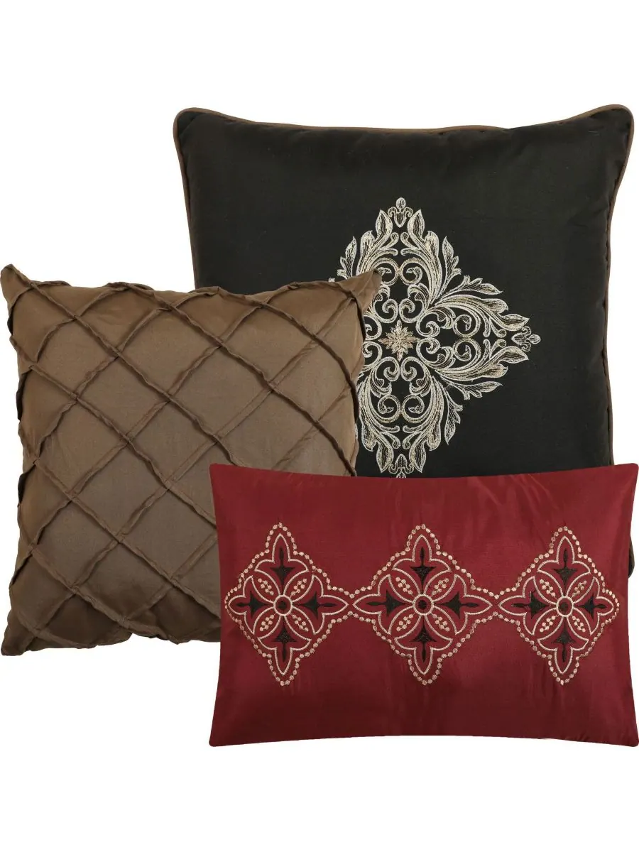 Комплект постельного белья Tefia Jacquard Damask из 7 предметов, размер Queen Stratford Park — изображение 5 из 5, красный