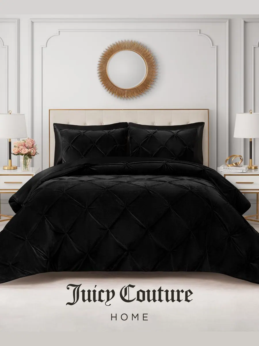 Комплект постельного белья Kiss Pleat Plush из 2 предметов, размер Twin/Twin XL Juicy Couture — изображение 6 из 6, черный