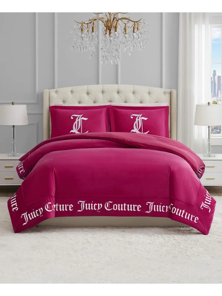 Двусторонний бархатный комплект постельного белья, размер Full/Queen Juicy Couture — изображение 1 из 4, розовый