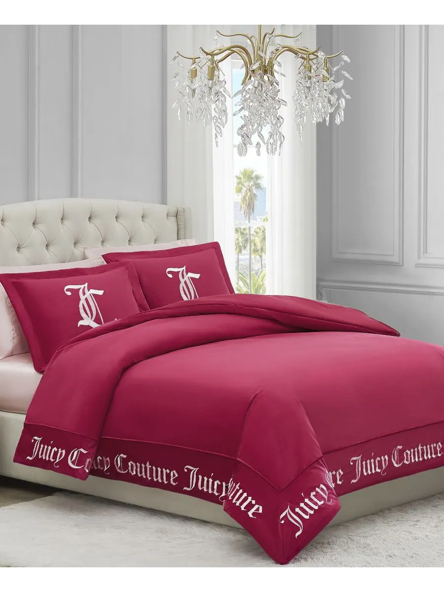 Двусторонний бархатный комплект постельного белья, размер Full/Queen Juicy Couture — изображение 2 из 4, розовый