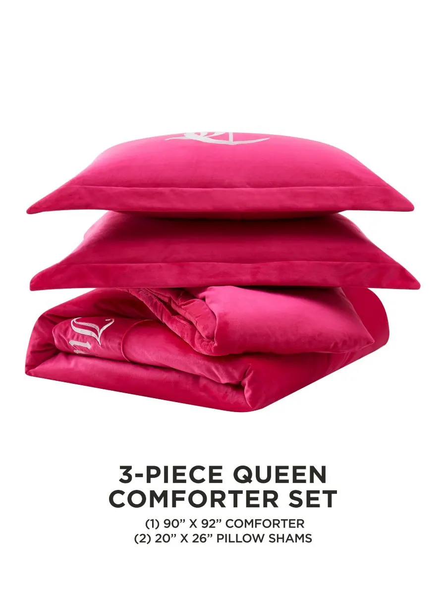 Двусторонний бархатный комплект постельного белья, размер Full/Queen Juicy Couture — изображение 3 из 4, розовый