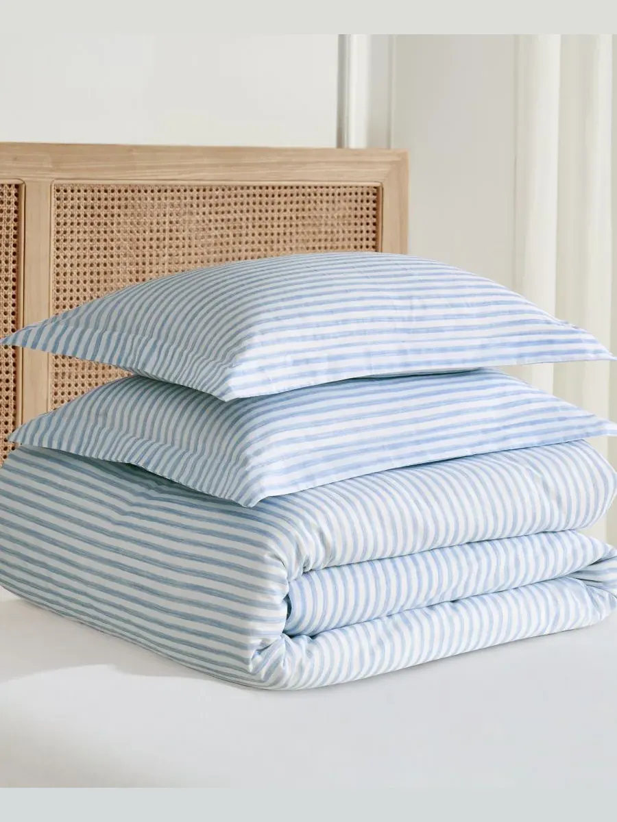 Комплекты постельного белья Home Martha Stripe с двусторонним пододеяльником Levtex, синий, размер — изображение 5 из 6