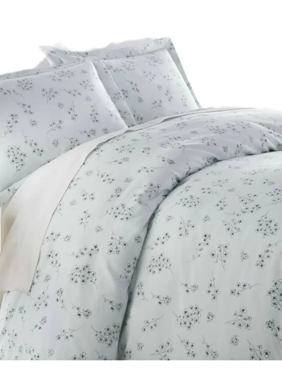 Комплект постельного белья из 3 предметов с цветочным принтом, размер King Southshore Fine Linens — изображение 3 из 5, синий