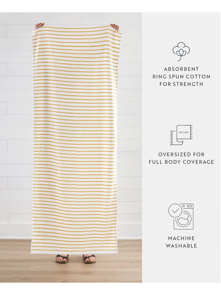 Набор из двух хлопковых пляжных полотенец Cabana Stripe, размер 30 x 70 дюймов Ienjoy Home — изображение 4 из 8, желтый