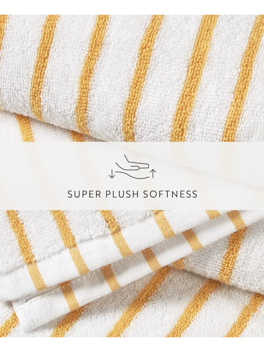 Набор из двух хлопковых пляжных полотенец Cabana Stripe, размер 30 x 70 дюймов Ienjoy Home — изображение 5 из 8, желтый