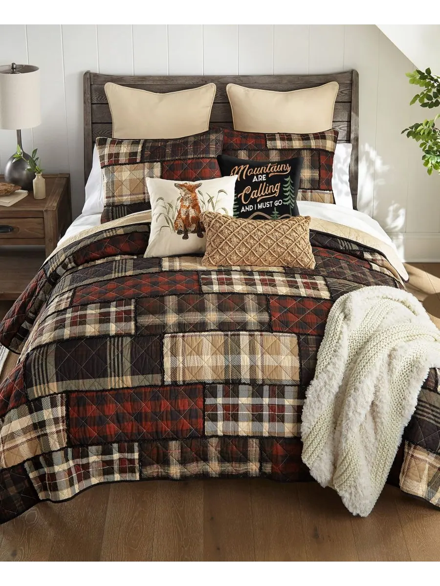 Комплект постельного белья LJ Plaid из 3 предметов, хлопковый, плотный, размер King Donna Sharp — изображение 2 из 4, мульти