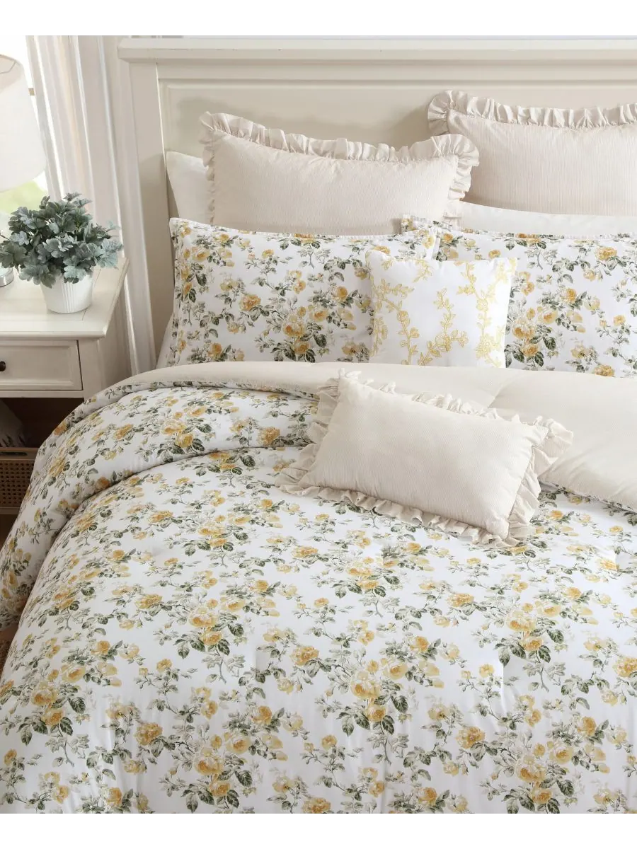 Двусторонний комплект постельного белья «розы», 7 предметов, размер king. Laura Ashley — изображение 3 из 8