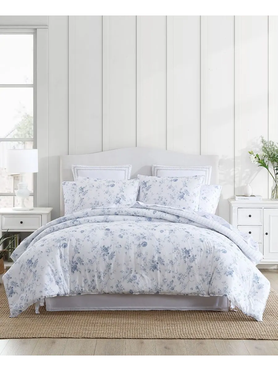 Комплект постельного белья Belinda Cotton, 3 предмета, двусторонний, размер King Laura Ashley — изображение 1 из 10, синий
