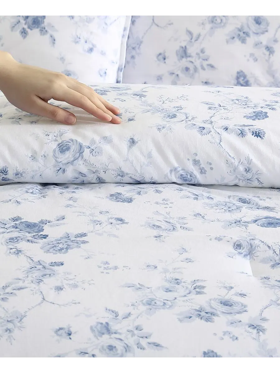 Комплект постельного белья Belinda Cotton, 3 предмета, двусторонний, размер King Laura Ashley — изображение 4 из 10, синий