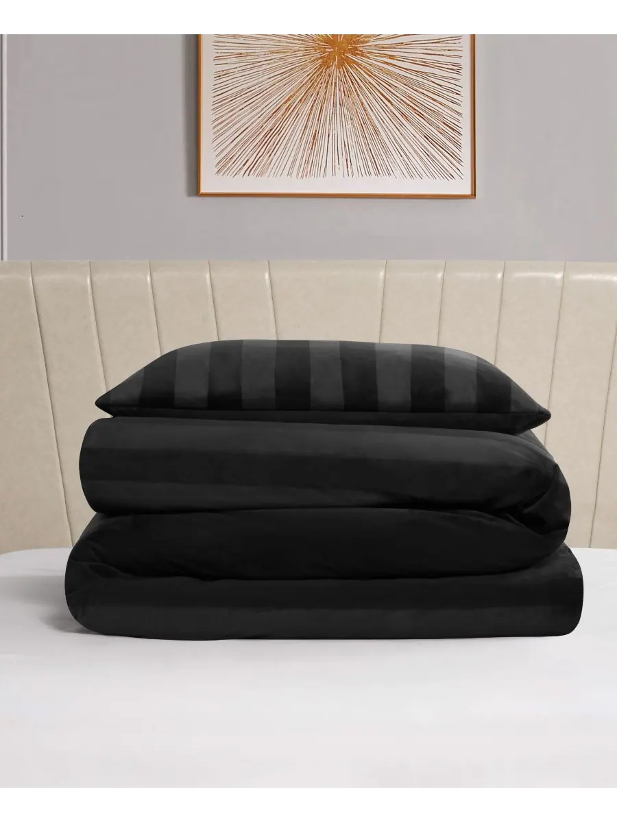 Комплект постельного белья Jenny Velour Striped Jacquard, 2 предмета, размер Twin/Twin XL Juicy — изображение 5 из 10, черный