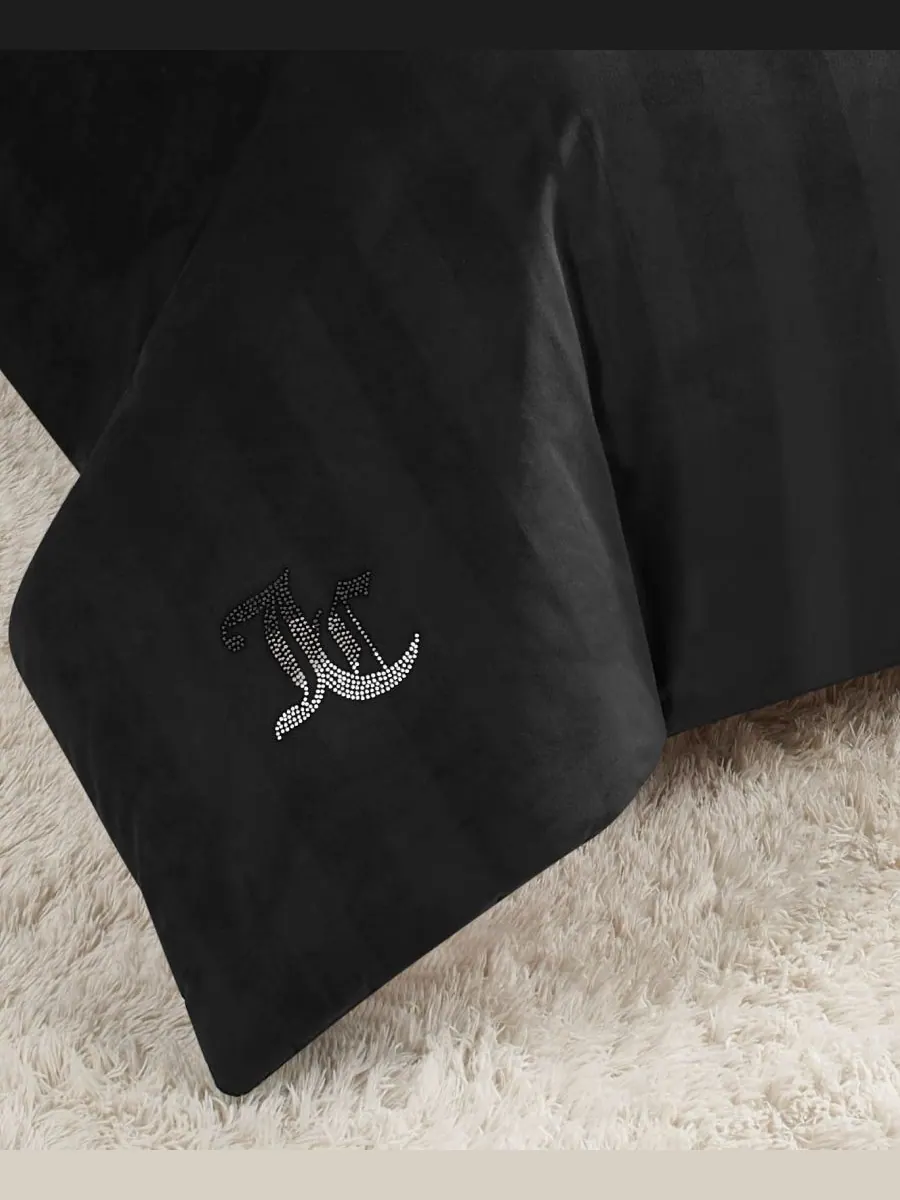Комплект постельного белья Jenny Velour Striped Jacquard, 2 предмета, размер Twin/Twin XL Juicy — изображение 9 из 10, черный