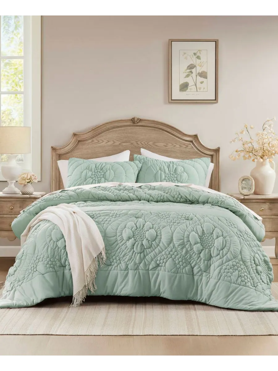 Комплект постельного белья Elise Floral из 3 предметов, размер Full/Queen Madison Park — изображение 1 из 10, шалфейный