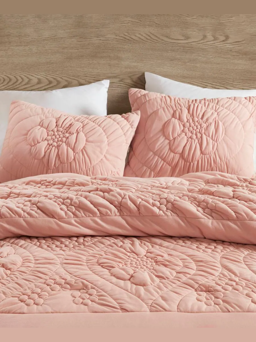 Комплект постельного белья Elise Floral из 3 предметов, размер Full/Queen Madison Park — изображение 5 из 10, розовый