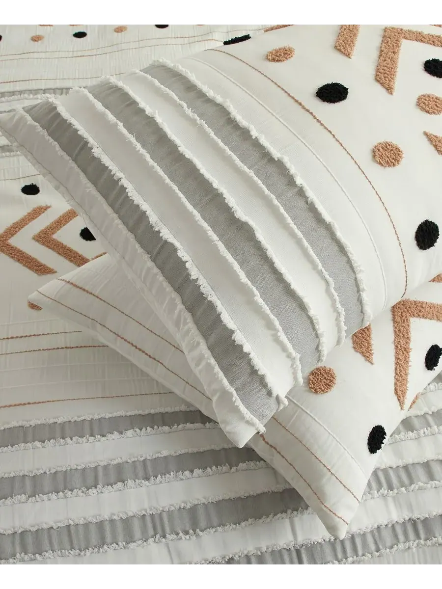 Комплект постельного белья Olga Geometric из 7 предметов, размер Queen Stratford Park — изображение 2 из 5, тауп