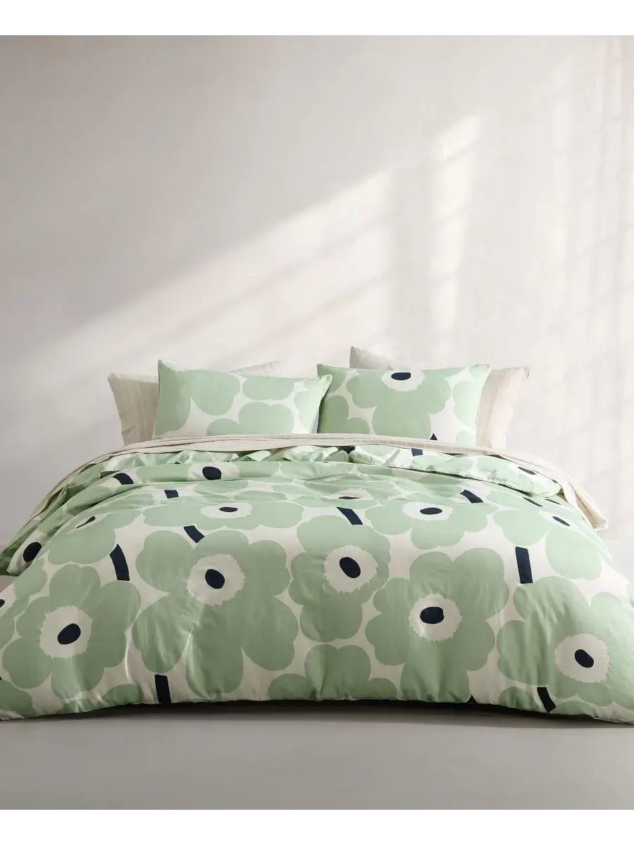 Комплект постельного белья Unikko из хлопка Marimekko, зеленый, размер Full/Queen — изображение 1 из 10